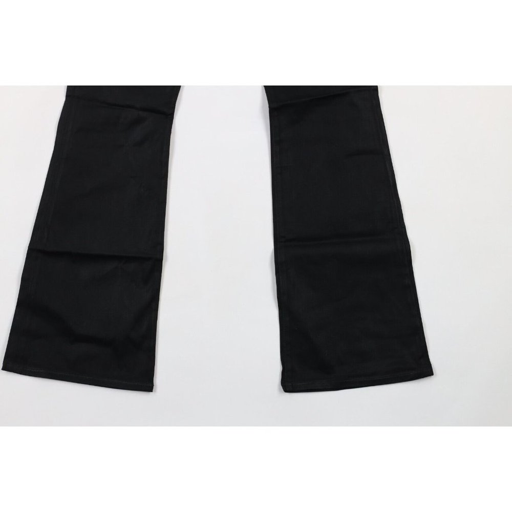 NOS Vtg Y2K Von Dutch Women 31 Spell Out Wide Leg Flared Stretch Jeans Black USA - Picture 4 of 12
